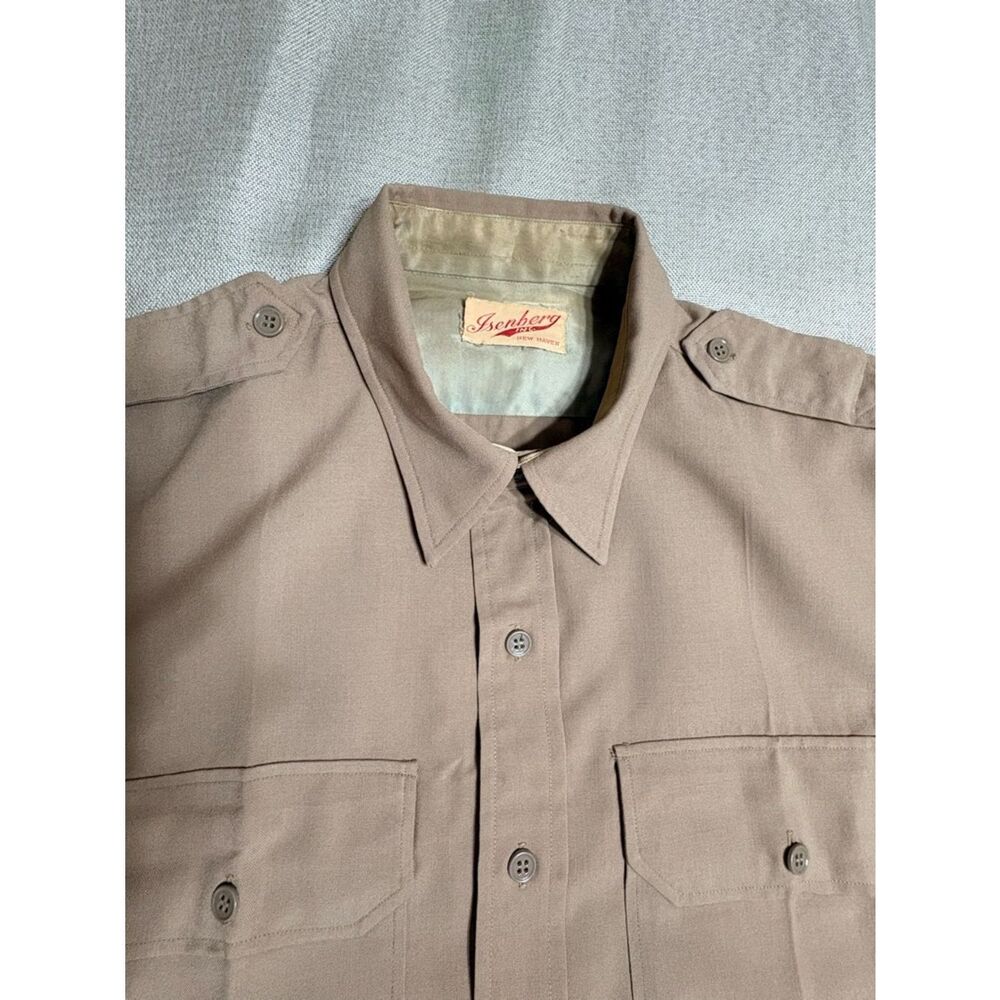 Vintage Isenberg New Haven Military Style Utility Shirt Taupe